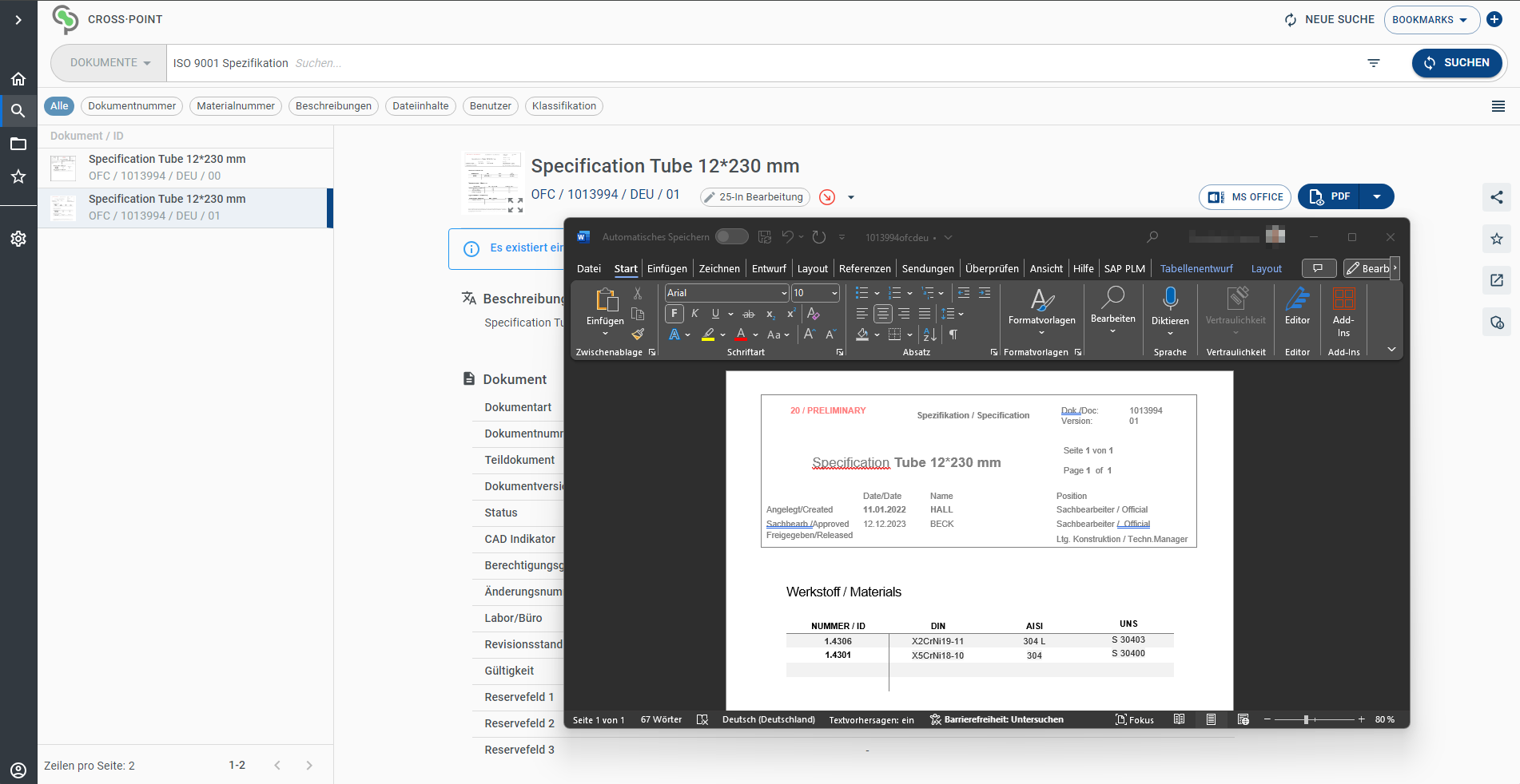 MS Office-Integration