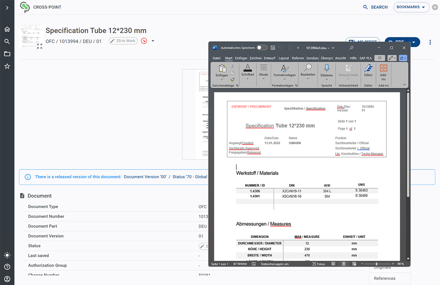 MS Office integration